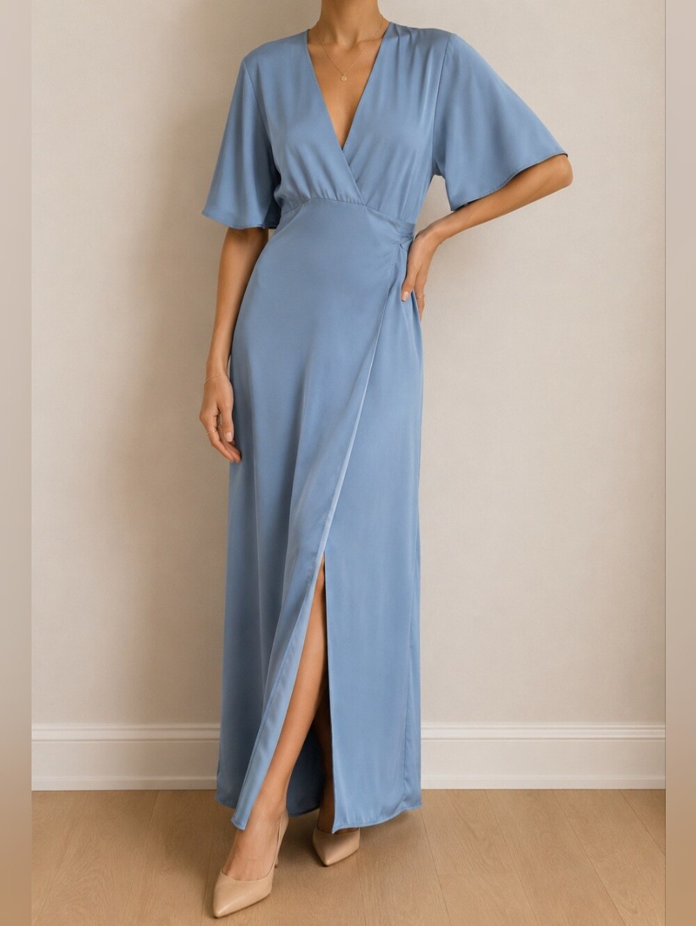 Gianni Bini Sky Blue Wrap Maxi Dress